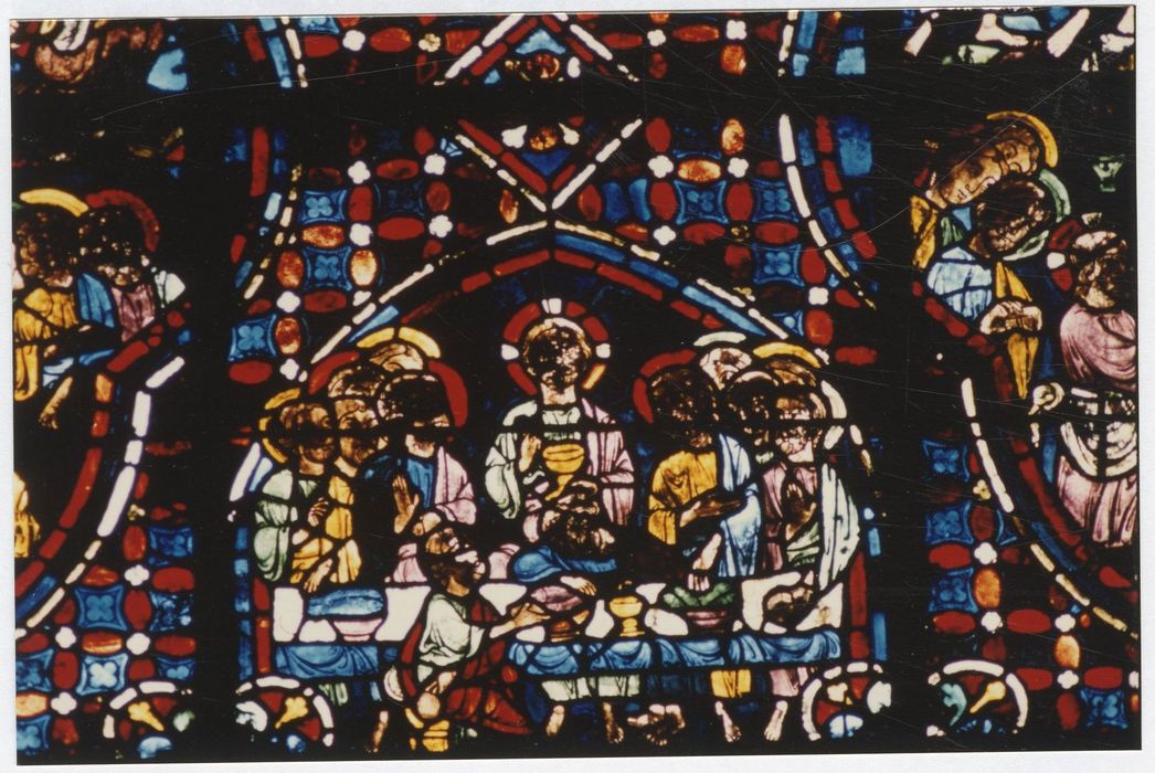verrière n°0 (verrière des apôtres), détail du panneau 26 (la Cène)