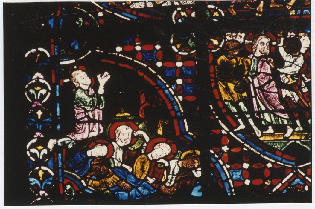 verrière n°0 (verrière des apôtres), détail du panneau 28 (Agonie au jardin des oliviers)