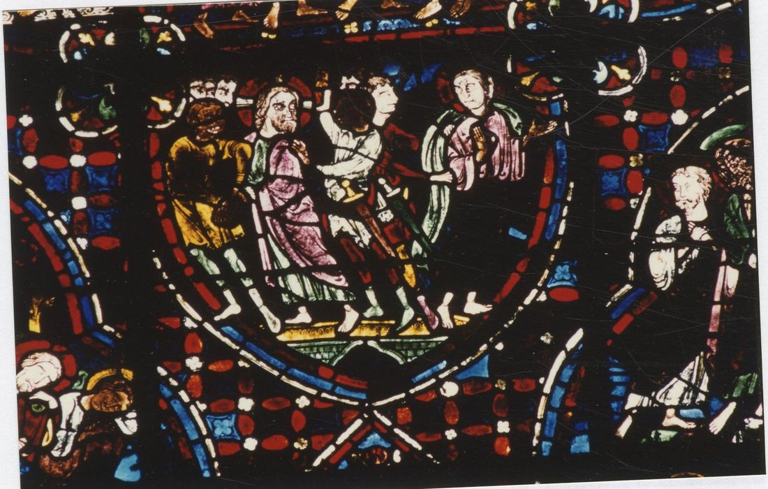 verrière n°0 (verrière des apôtres), détail du panneau 29 (Arrestation du Christ)