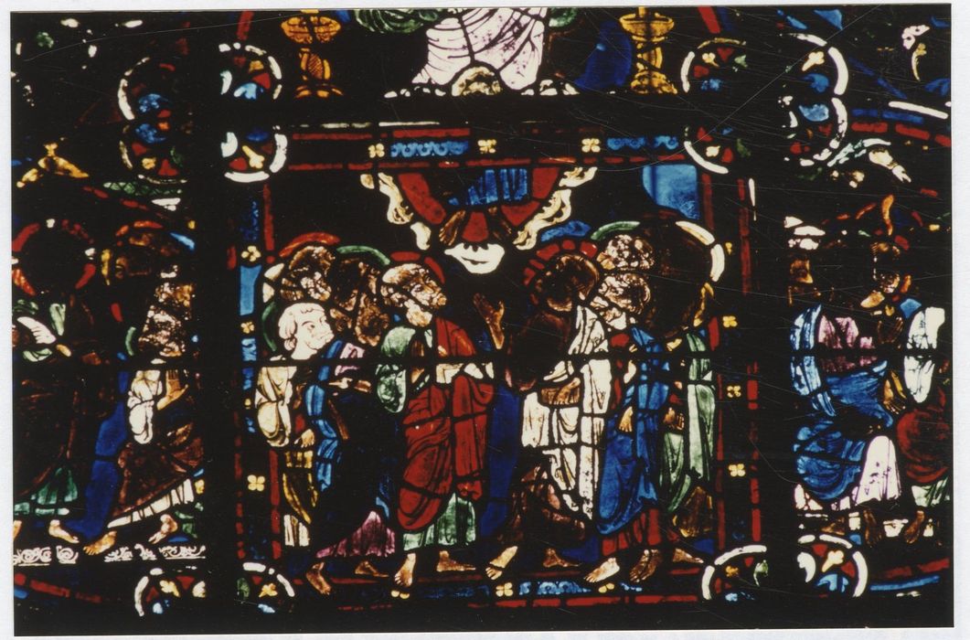 verrière n°0 (verrière des apôtres), détail du panneau 32 (Ascension)