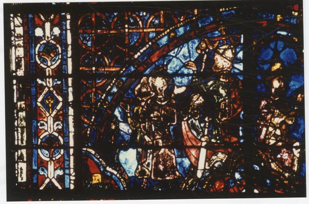 verrière n°18 (verrière de la vie de saint Thomas Becket), détail du panneau 17 (embarquement de Thomas Becket pour la France)