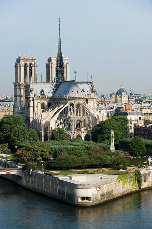 Notre-Dame et la pointe aval de la l'île de la Cité depuis le pont de la Tournelle