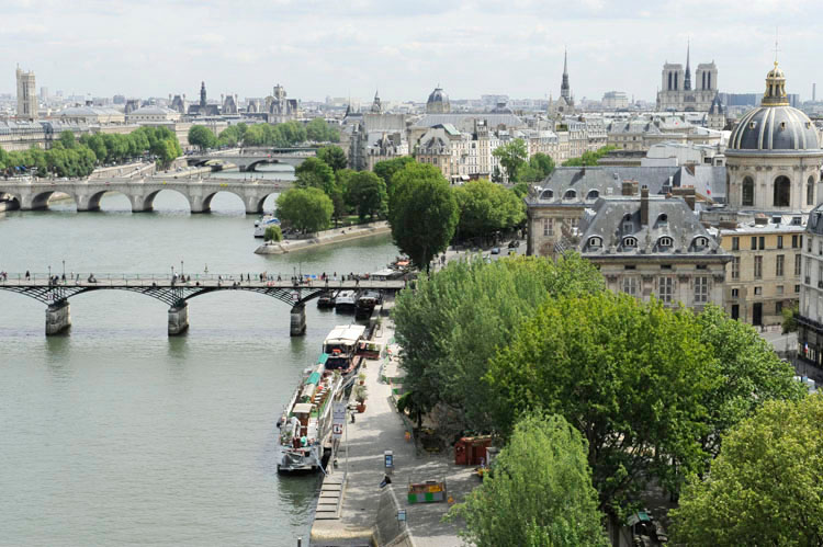 Le pont des Arts et l'Institut depuis le port des Saints-Pères