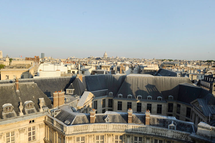 Toits de Paris au-dessus de l'aile est de l'Institut, vers le Panthéon