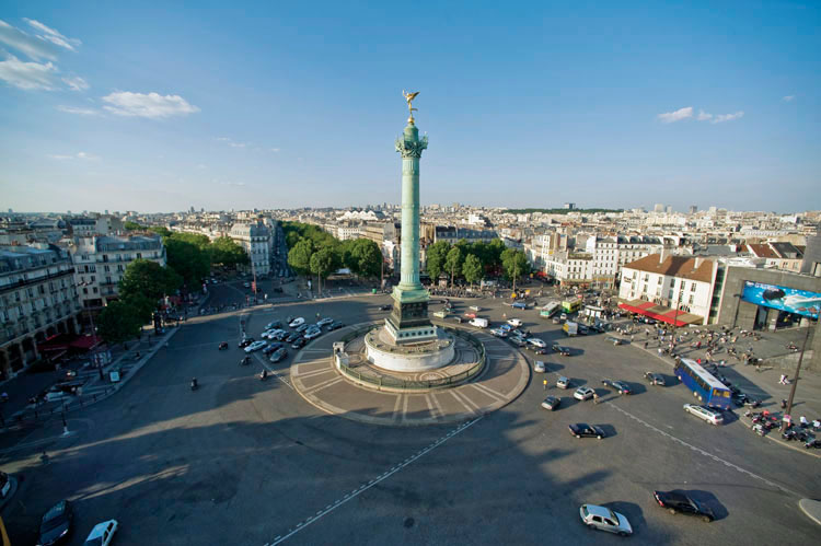 La place de la Bastille depuis le boulevard Bourdon