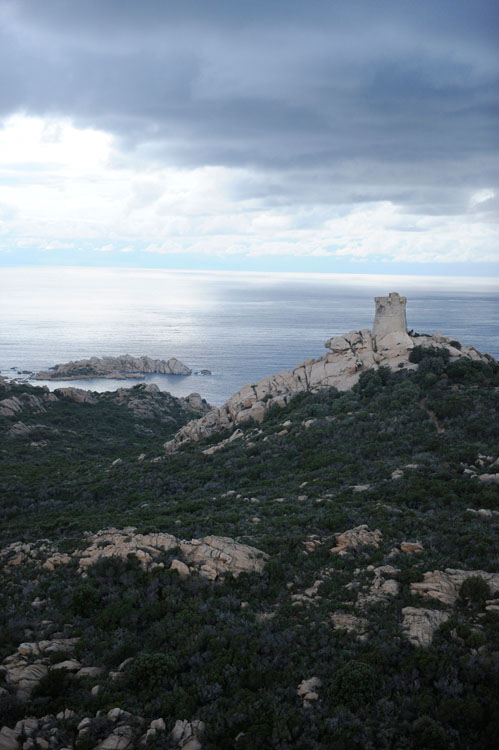 Vue d'ensemble de la tour génoise de Senetosa depuis le sud-est