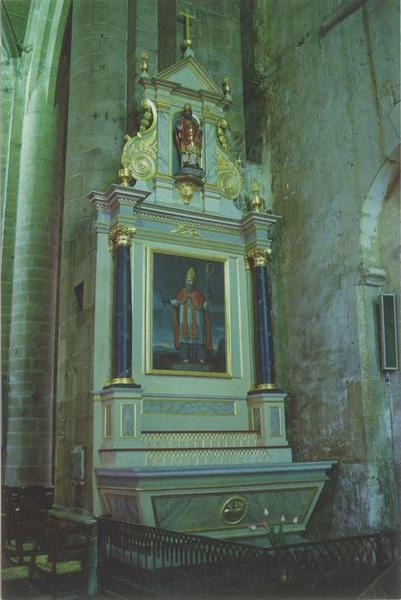 autel, retable, tableau de saint Eloi : saint Eloi en évêque, vue générale