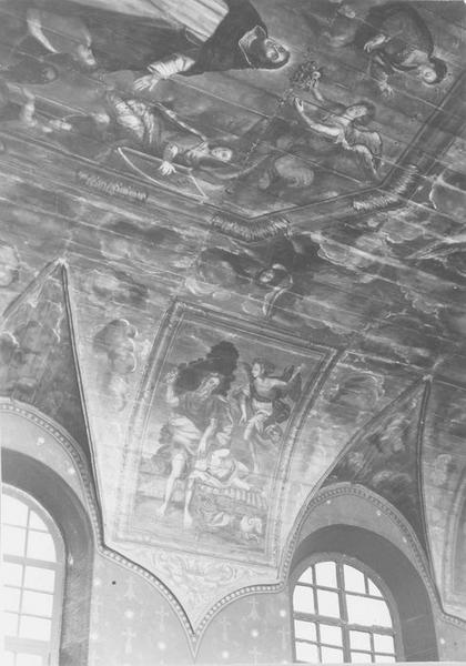 11 tableaux : Le couronnement de saint Dominique, Le Saint Esprit, Le couronnement de la Vierge, Judith et Holopherne, Le sacrifice d'Abraham, La purification du prophète Isaïe par une pierre ardente, Le Prophète Nathan reprochant à David d'avoir envoyé Urie à la mort, Esther devant Assuérus, Le sacrifice de Noë, L'ange transPorte le prophète Habacuc de Judée à Babylone pour remettre à Daniel dans la fosse aux lions le repas qu'il destinait à son moissonneur, Saint Jean-Baptiste, Le baptême du Christ, vue partielle - © Ministère de la Culture (France), Médiathèque du patrimoine et de la photographie (objets mobiliers), tous droits réservés