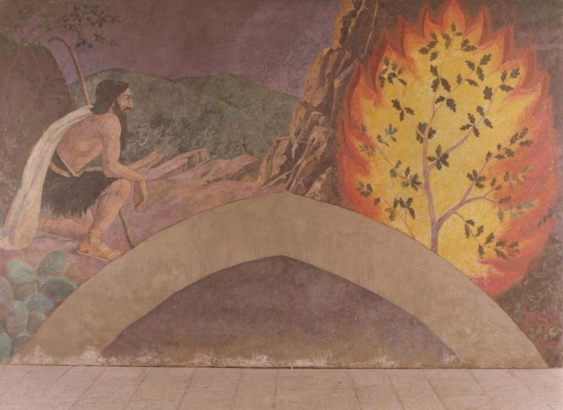 tableau (triptyque) : buisson ardent (le), vue générale - © Ministère de la Culture (France), Médiathèque du patrimoine et de la photographie (objets mobiliers), tous droits réservés
