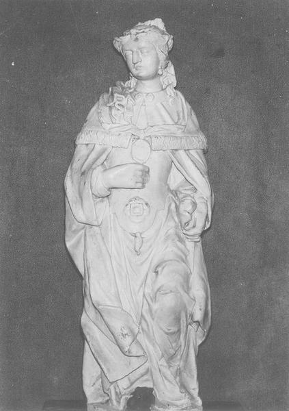 statue : sainte Radegonde, vue générale - © Ministère de la Culture (France), Archives départementales des Côtes-d’Armor, Conservation des antiquités et des objets d’art – Tous droits réservés