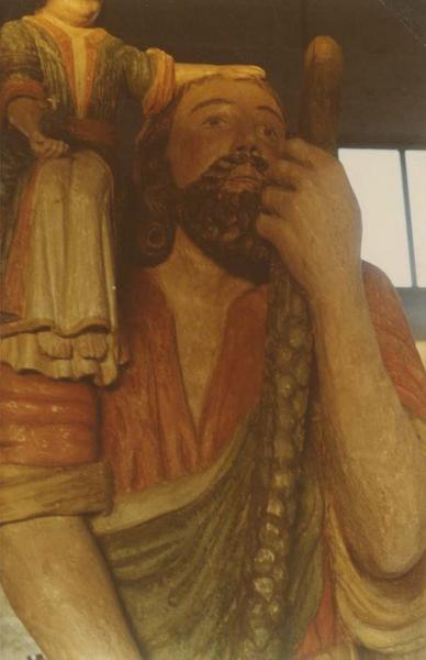 groupe sculpté : saint Christophe et l'enfant Jésus, vue partielle - © Ministère de la Culture (France), Médiathèque du patrimoine et de la photographie (objets mobiliers), tous droits réservés