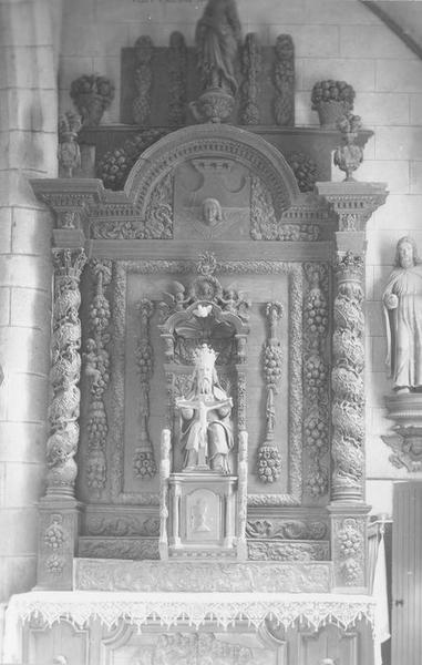 retable, statue, groupe sculpté de la Trinité, vue générale