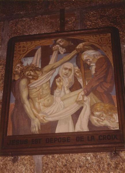 peinture monumentale : chemin de croix « Jésus est déposé de la croix », vue générale