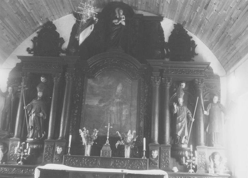 retable, statue, tableau (maître-autel) : Vierge à l'enfant, saint Rion pape, vue générale - © Ministère de la Culture (France), Médiathèque du patrimoine et de la photographie (objets mobiliers), tous droits réservés