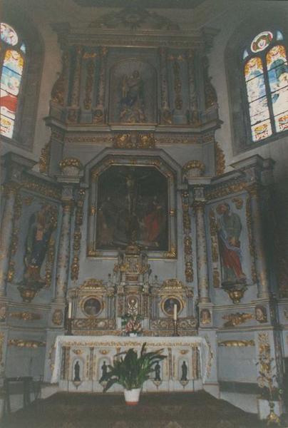 autel, tabernacle, retable, tableau (maître-autel) : crucifixion (la), vue générale