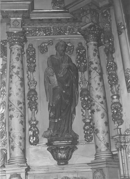 statue : saint Pierre, vue générale - © Ministère de la Culture (France), Archives départementales des Côtes-d’Armor, Conservation des antiquités et des objets d’art – Tous droits réservés
