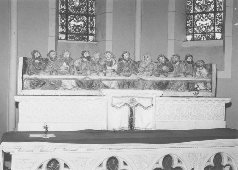 retable, haut-relief : Cène (la), vue générale