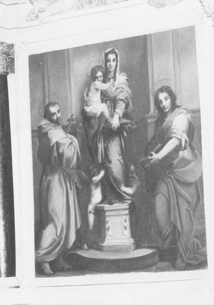 Autel, retable, tableau : Vierge à l'Enfant avec saint Jean et saint François d'Assise, dite La Madone aux Harpies