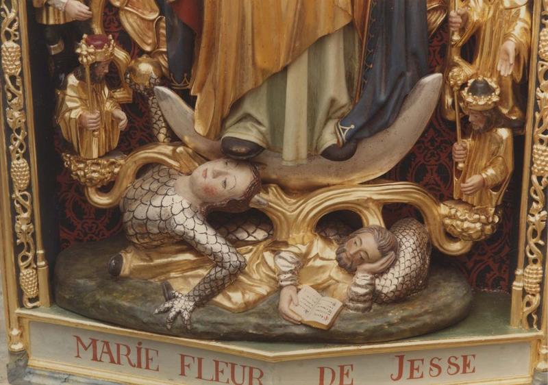 statues, niche : Arbre de Jessé, Vierge à l'Enfant, détail