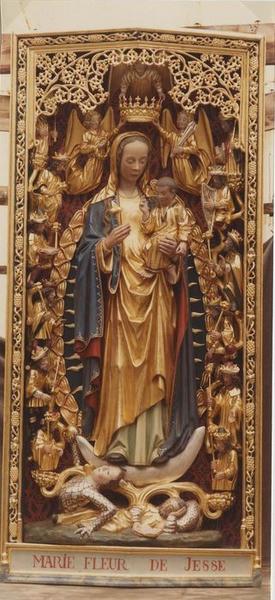 statues, niche : Arbre de Jessé, Vierge à l'Enfant, vue générale