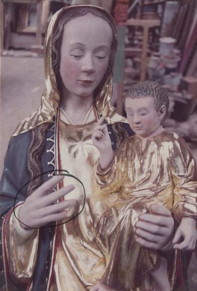 statues, niche : Arbre de Jessé, Vierge à l'Enfant, vue partielle