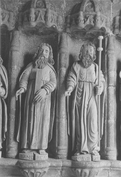 statues : Apôtres, saint André, saint Jacques le Majeur, vue générale