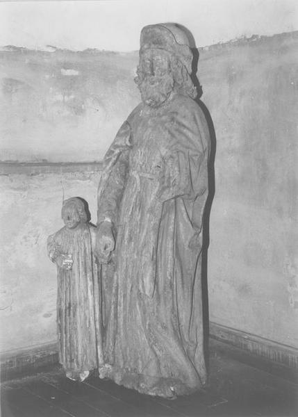 groupe sculpté : saint Joachim donnant la main à une fillette, vue générale