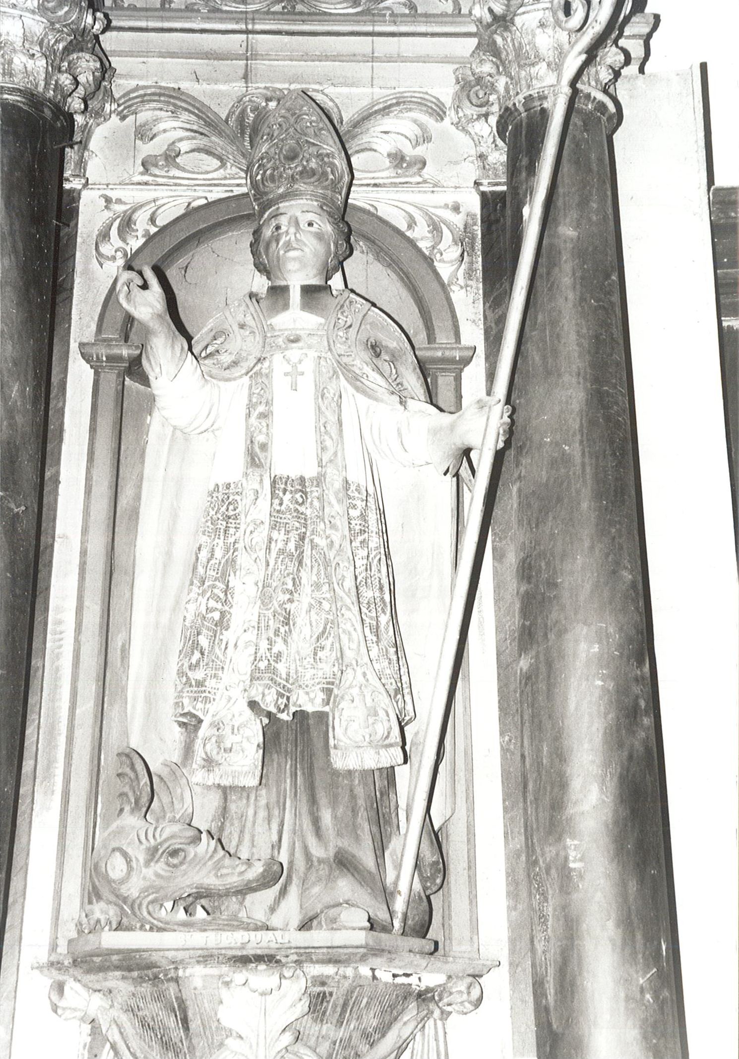 retable latéral nord, statue : Saint Tugdual, vue générale