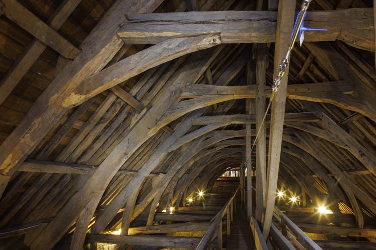 Comble du choeur, vue depuis l’est vers la croisée du transept