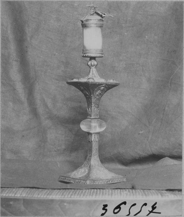 reliquaire-monstrance (reliquaire pédiculé à monstrance cylindrique verticale), vue générale