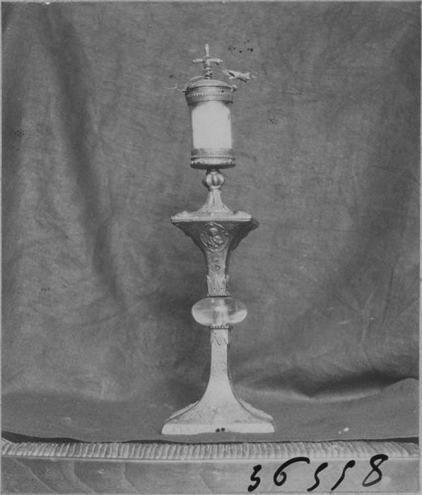 reliquaire-monstrance (reliquaire pédiculé à monstrance cylindrique verticale), vue générale