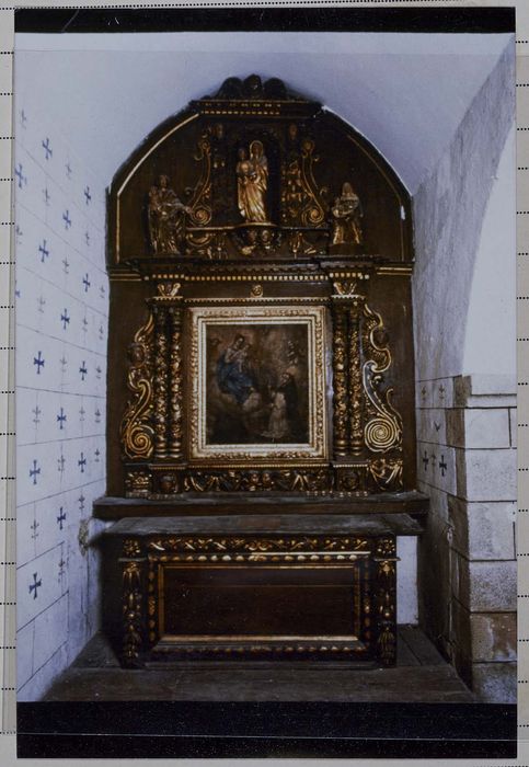 autel de la chappelle sud, retable, tableau : Remise du Rosaire à saint Dominique
