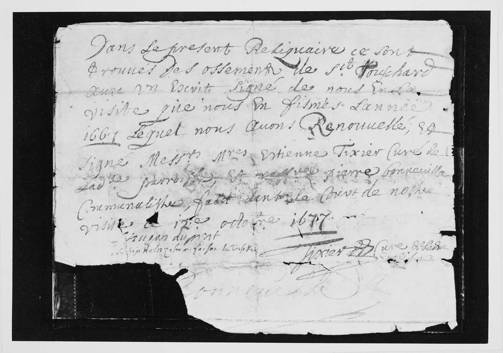 châsse, détail du parchemin