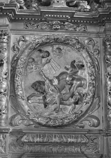 retable, relief, Saint Paul sur le chemin de Damas, détail