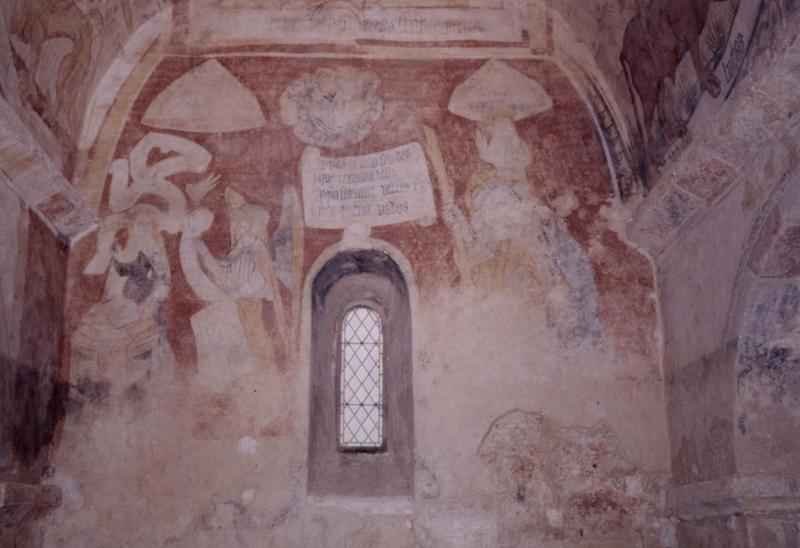 peintures monumentales du choeur : Annonciation (l'), saint Christophe, vue générale