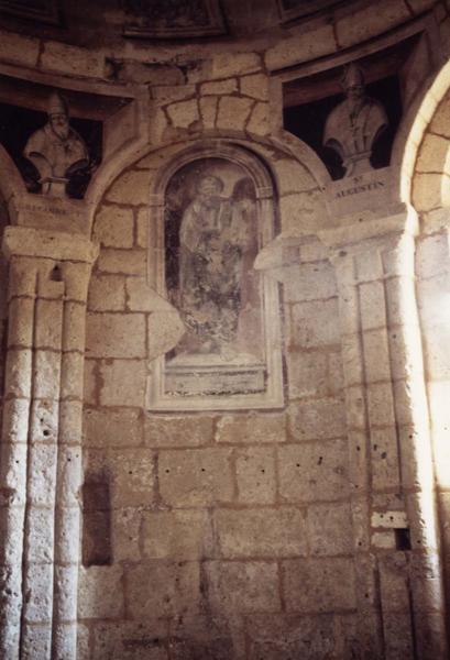 peinture monumentale du tambour du choeur, vue partielle : figures des saints Grégoire, Augustion et saint Paul (?)