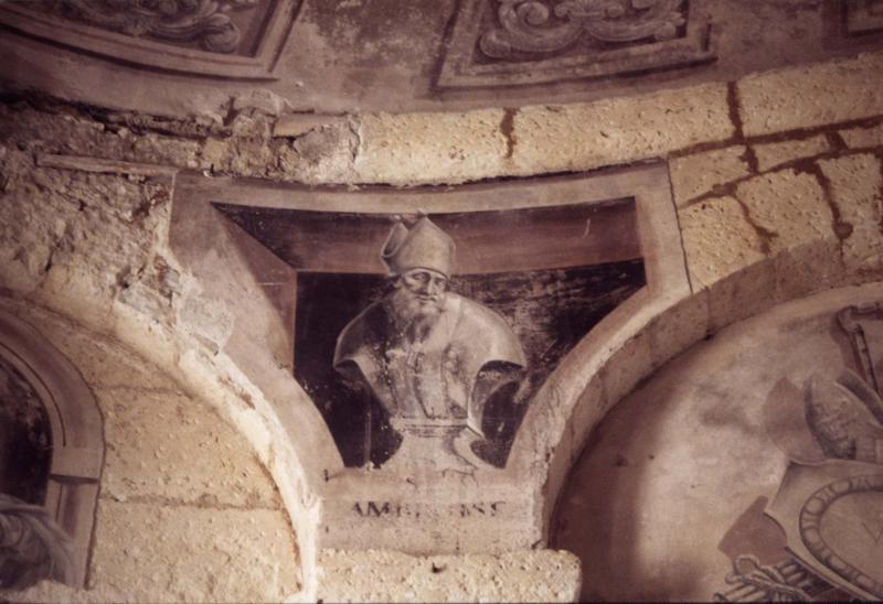 peinture monumentale du tambour du choeur, détail : saint Ambroise