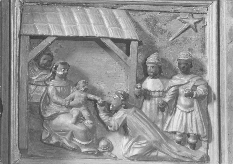 tabernacle à ailes, détail : scène de la Nativité