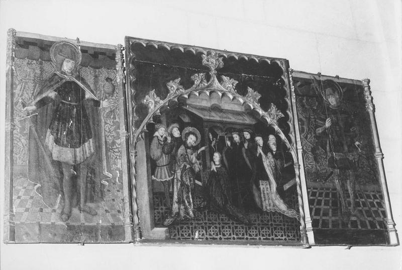 tableau : triptyque de saint Cyriaque ou saint Mathurin (?), vue générale