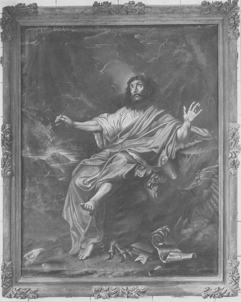 tableau, cadre : saint Jean écrivant l'Apocalypse à l'île de Patmos, vue générale