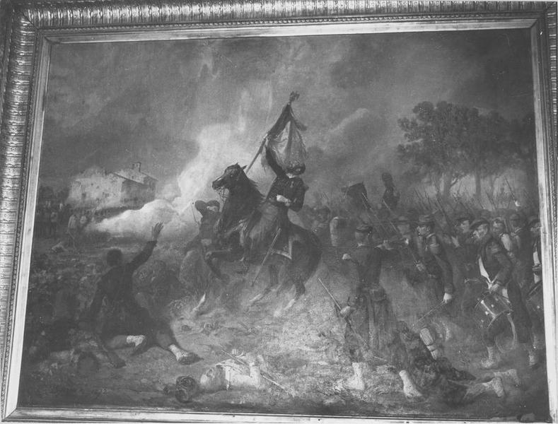 tableau : mort du colonel de Maleville à la bataille de Solférino, vue générale