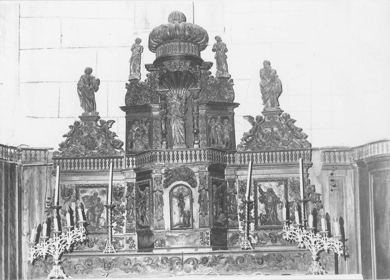 tabernacle, 5 statues (tabernacle à ailes et dais d'exposition, statuettes), vue générale