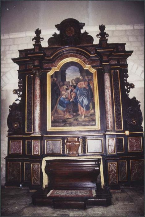 retable de l'autel latéral nord et tableau : Saint Etienne de la Cité