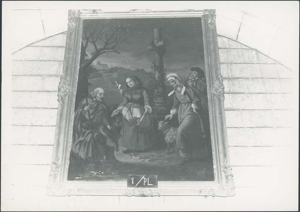 tableau : Quatre personnages devant croix de carrefour