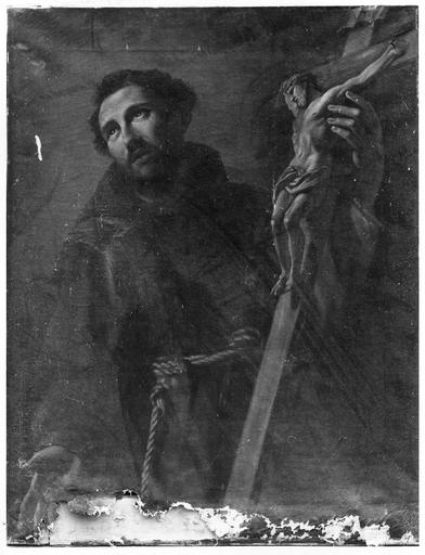 tableau : Saint François d'Assise, huile sur toile, 1842, avant restauration,