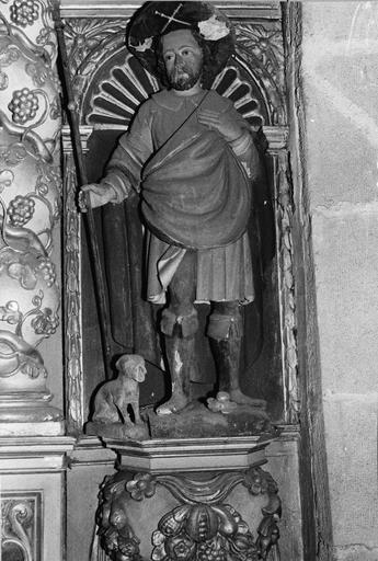 statue de saint Roch, du retable du collatéral droit, bois, 17e siècle