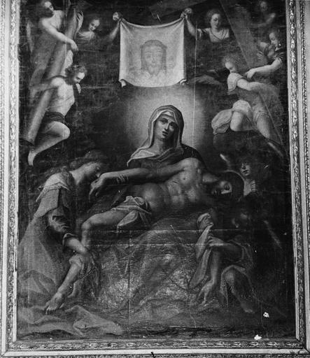 tableau : Vierge de Pitié et la Sainte Face, du retable du collatéral droit, 17e siècle