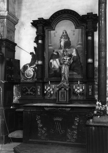 autel et retable latéral sud, tableau : L'Institution du Rosaire, 18e siècle et 19e siècle