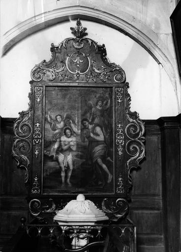 retable des fonts baptismaux, tableau : Baptême du Christ, 18e siècle