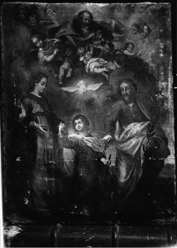 tableau : La Sainte Famille et la Sainte Trinité, huile sur toile, 18e siècle - © Ministère de la Culture (France), Médiathèque du patrimoine et de la photographie (objets mobiliers), tous droits réservés